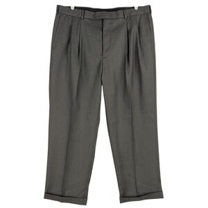 STAFFORD Men's Pleated Cuffed Straight Brown Pants Size 40x29 Classic Fit NWOT